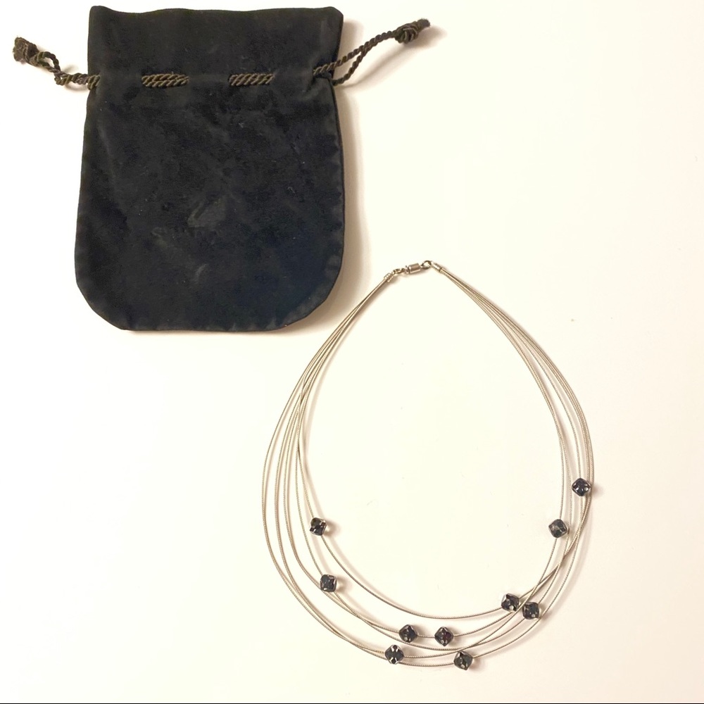 Unique crystal beads Swarovski mesh wire necklace